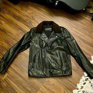 Vintage Karl Lagerfeld Leather Fur Collar Jacket Medium